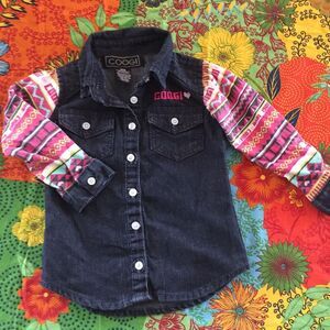 Coogi Denim & Print Button Up Shirt 18M